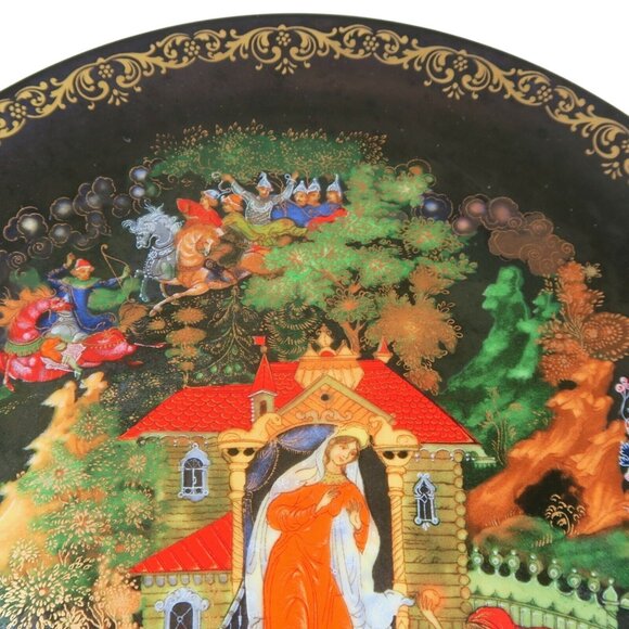 Bradex Palekh Russian Legends Plate – Dead Princess & Seven Bogatyrs, w/ COA - Picture 3 of 8